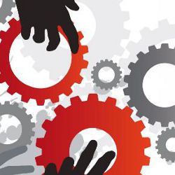 hands on cogs, illustration