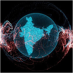India map in a floating circle, illustration