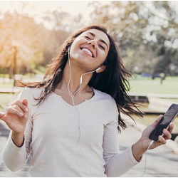 girl wearing earphones