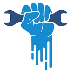 fist gripping a wrench, illustration