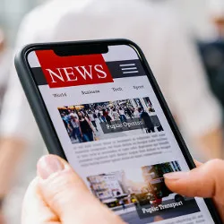 mobile phone displays News page