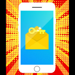 envelope and key on smartphone display, illustration