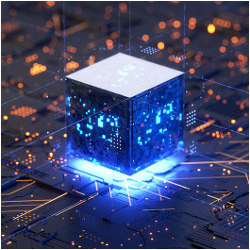 3D electronic block, illustration