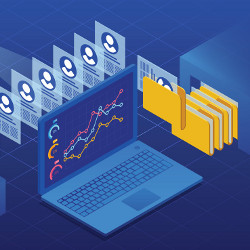 resumes, folders, and a laptop computer, illustration