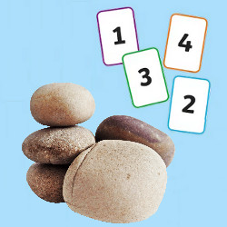 stones and numbered cards, illustration