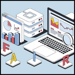 initials F, A, I, R, amid computer equipment, illustration