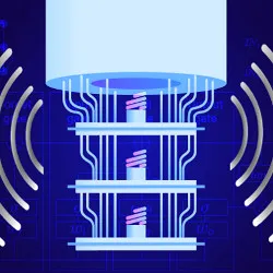 sound waves on both sides of a quantum computer, illustration