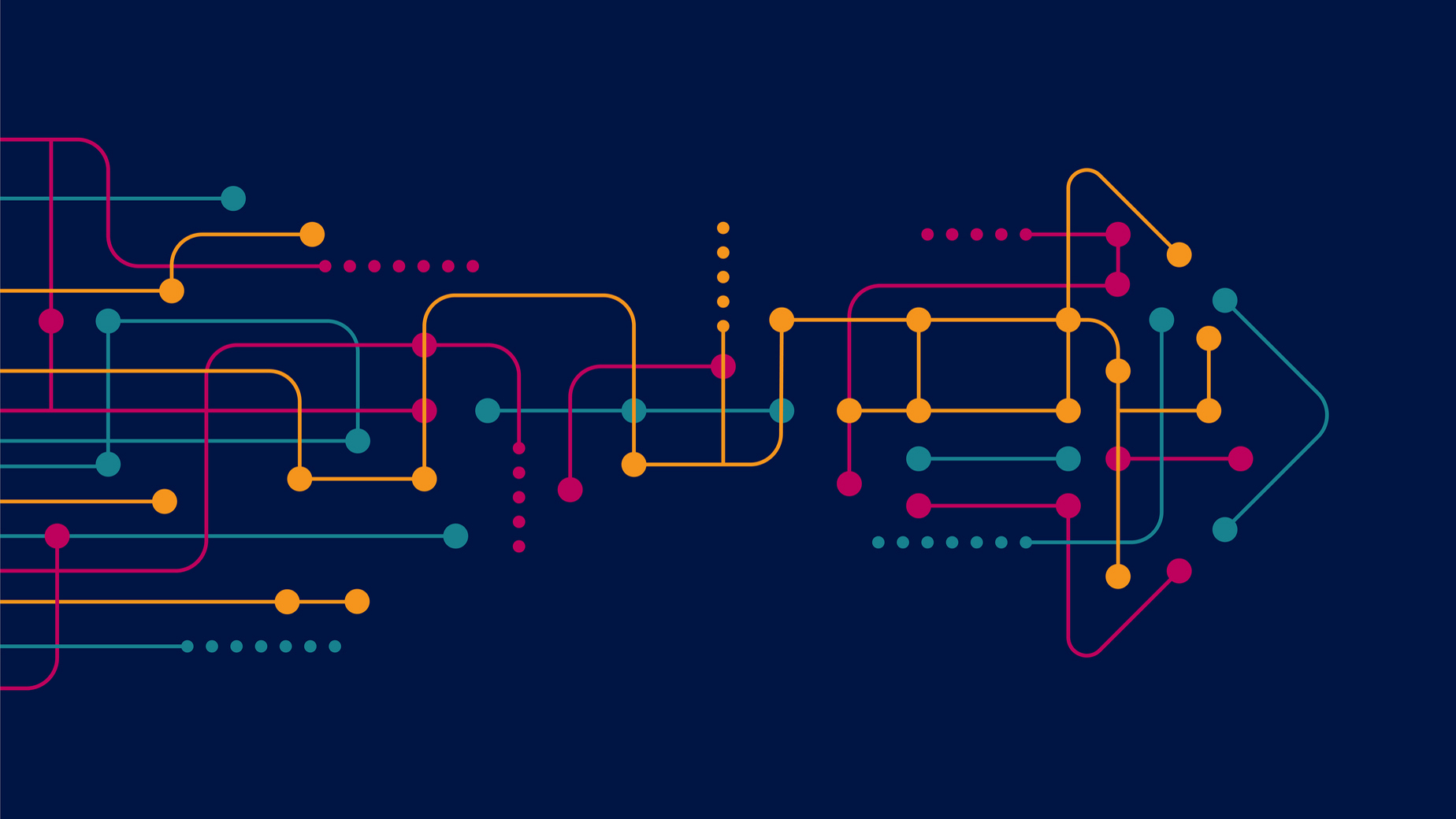 colorful arrow pointing right, illustration