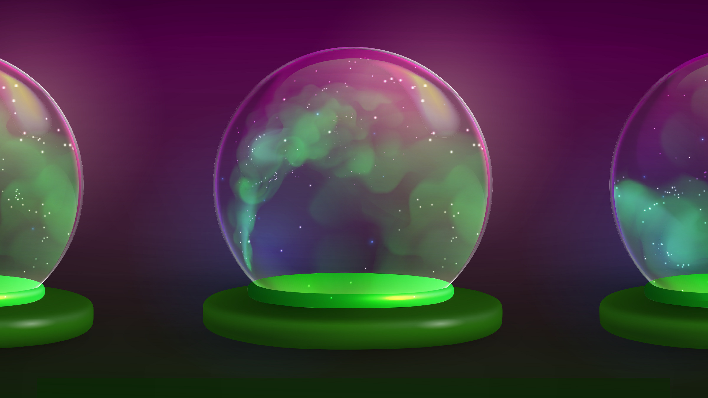 crystal balls with smoke inside, illustration