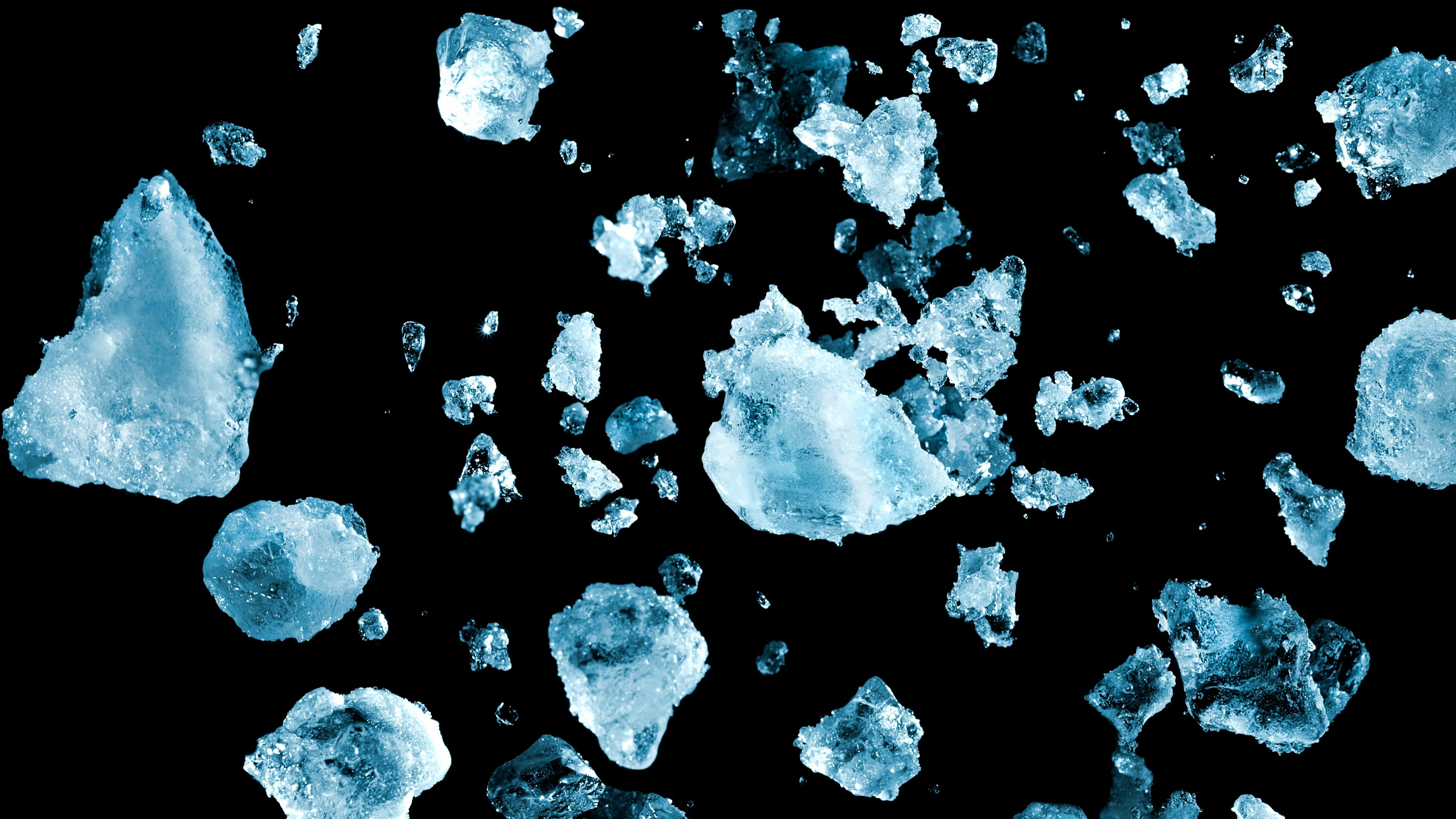 blocks of ice on black background