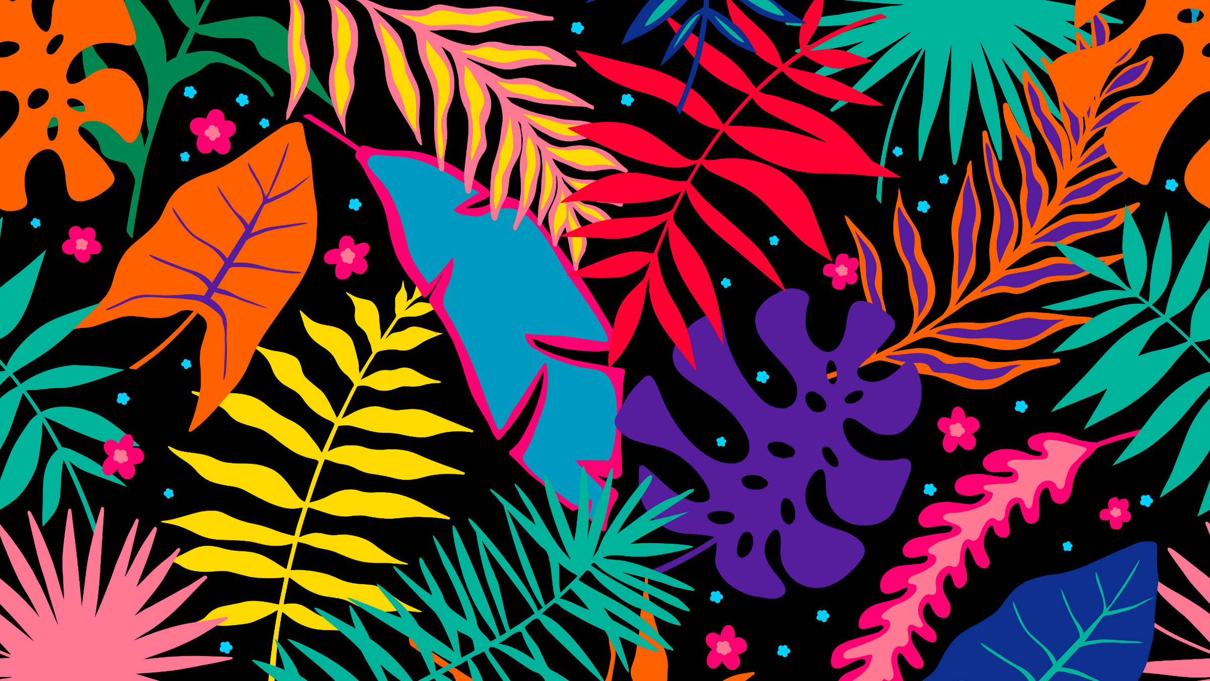 bright tropical leaves, illustration