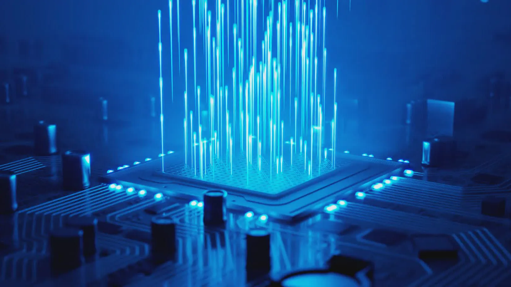 beams from motherboard chip