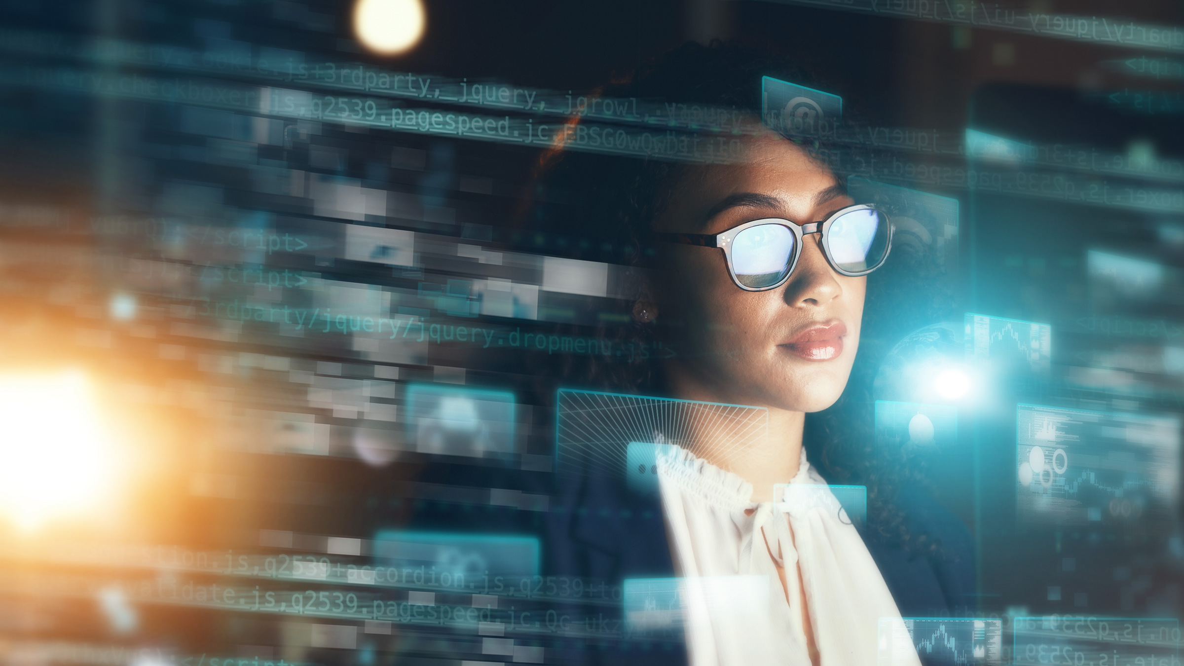 woman and dynamic interface