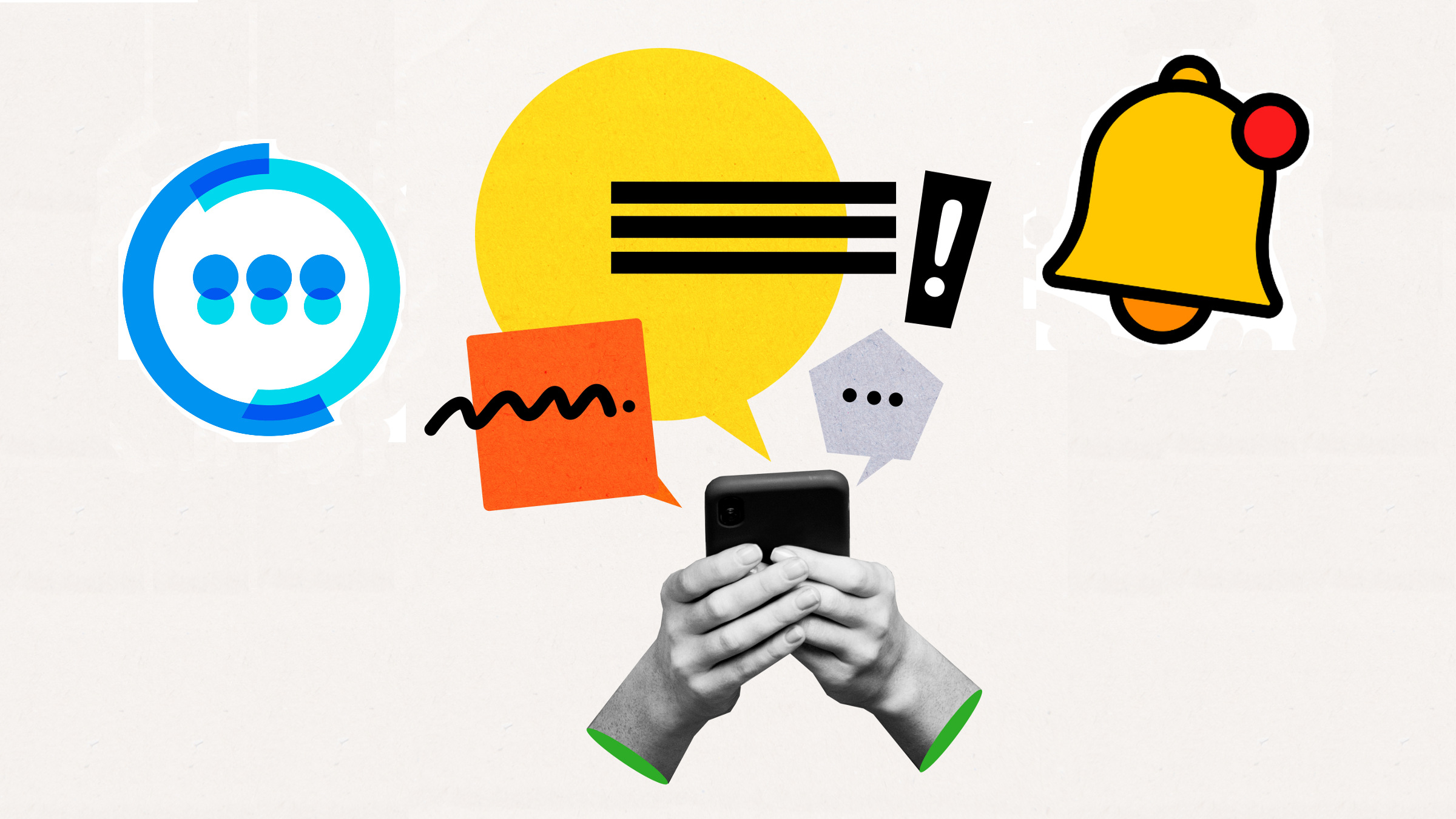 collage of mobile phone notifications, illustration