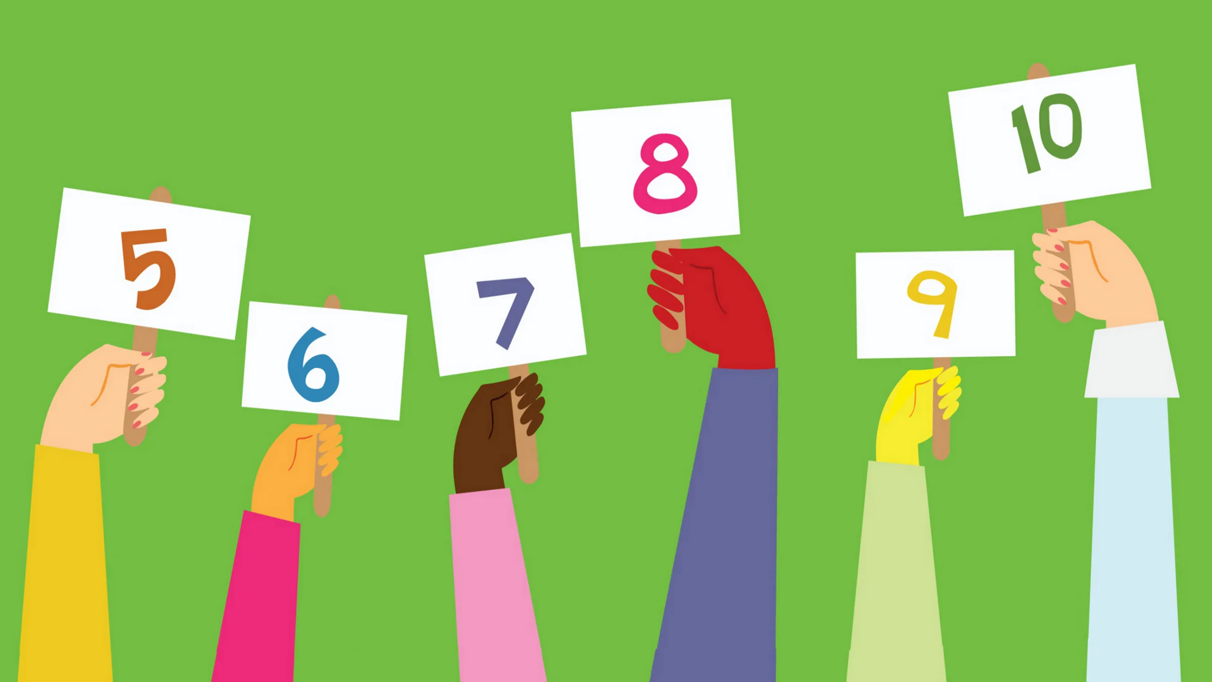 hands holding banners with numbers, illustration