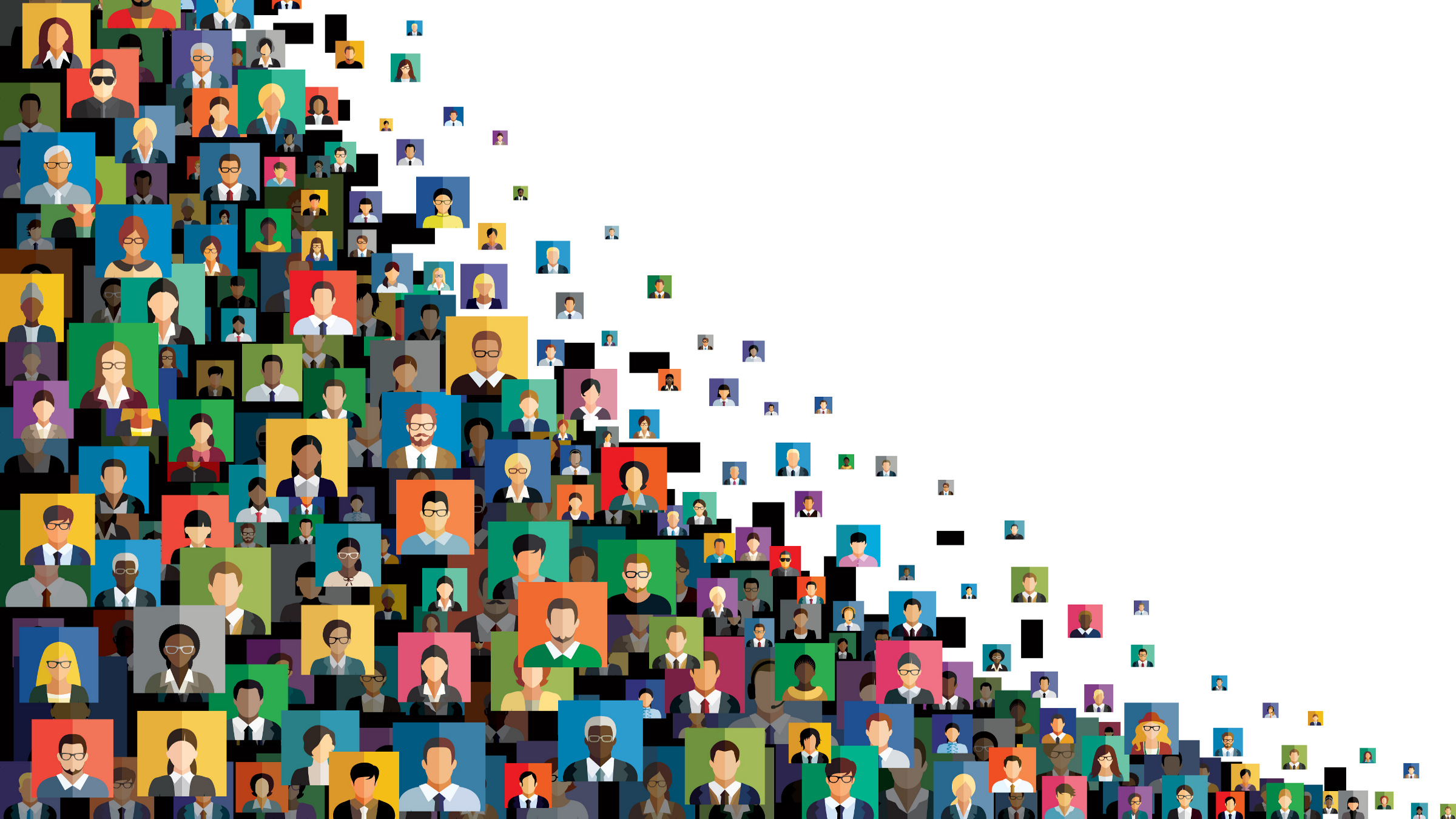 declining curve of people icons
